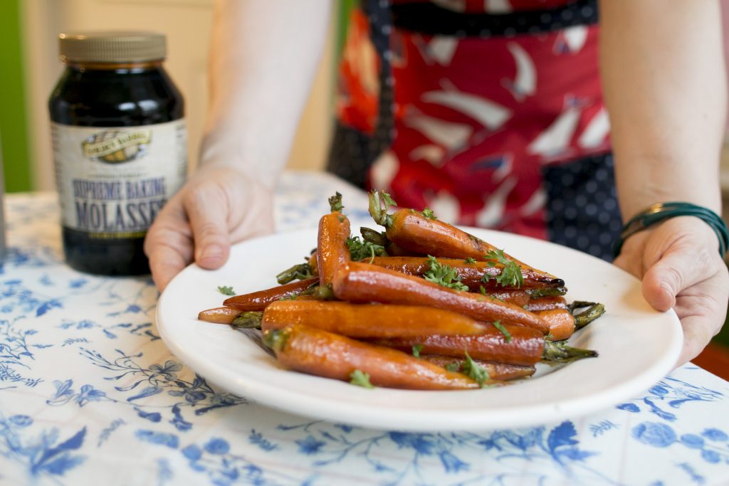 Parsley and Molasses Glazed Carrots on Dish