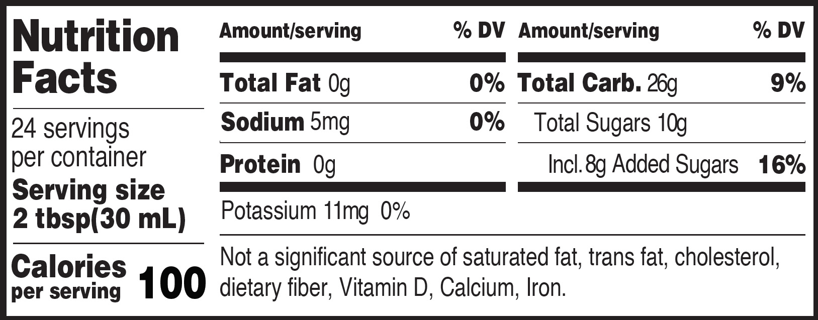 Nutritional Info for Golden Barrel Pancake & Waffle Syrup 24 oz.