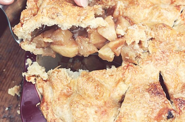 Inside of Double Crust Apple Pie