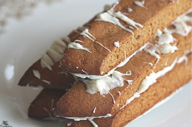 Homemade Gingerbread Biscotti on a plate