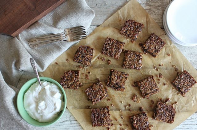 Pecan Bars with Whipped Cream