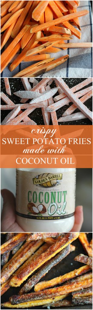 Crispy Sweet Potato Fries made with Coconut Oil 