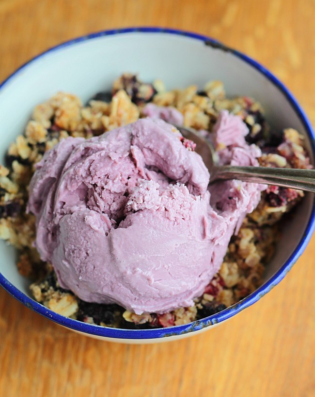 Berry Oatmeal Crunch with Raspberry Ice Cream