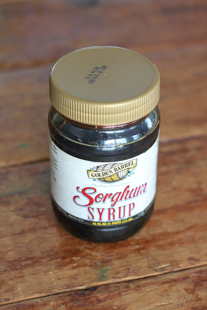 Golden Barrel Sorghum Syrup on a Table