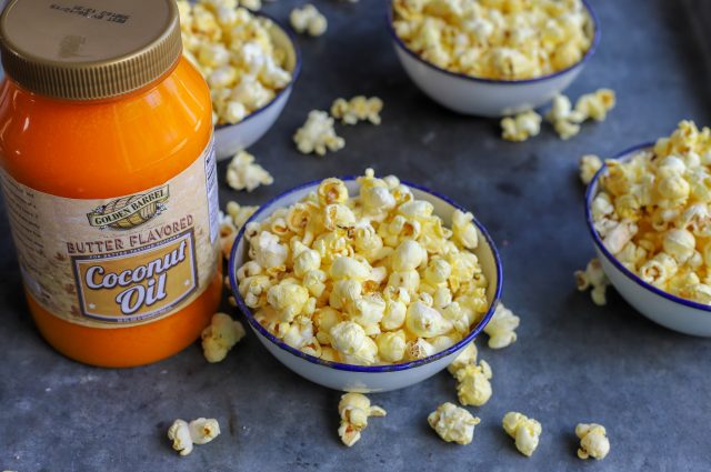 Popcorn made with Golden Barrel Butter Flavored Coconut Oil