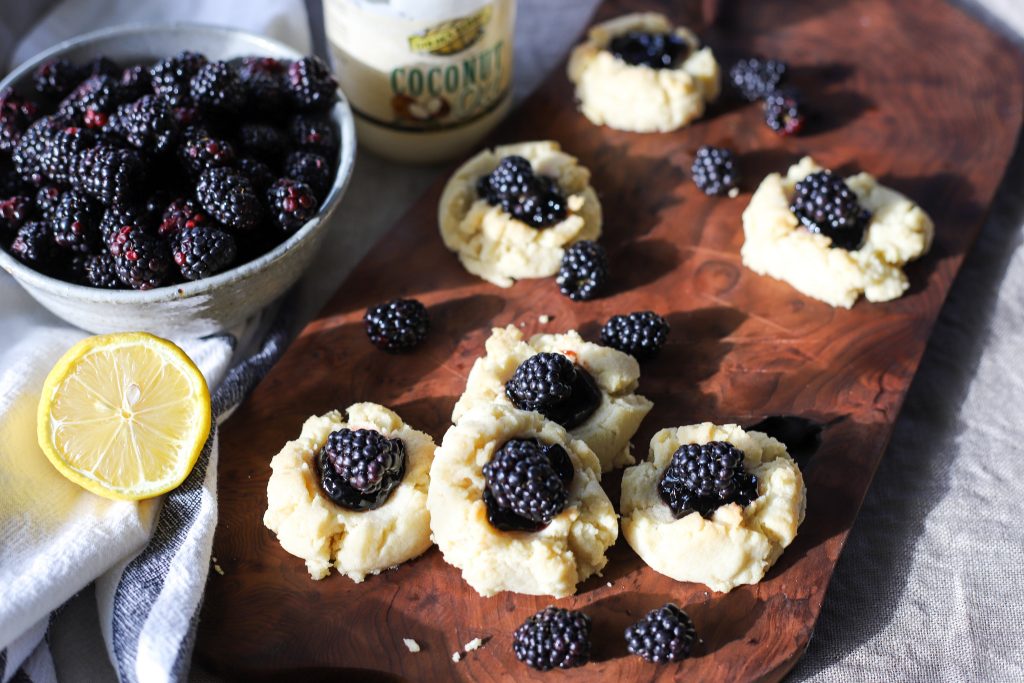 Lemon-Blackberry Thumbprint Cookies with Golden Barrel Coconut Oil