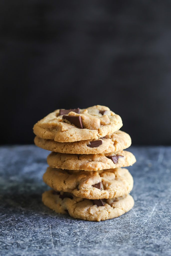 Stack of Peanut Butter Chocolate Chunk Cookies
